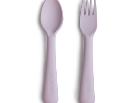 Mushie Kids New Born Fork  Spoon Soft Lilac For Sale