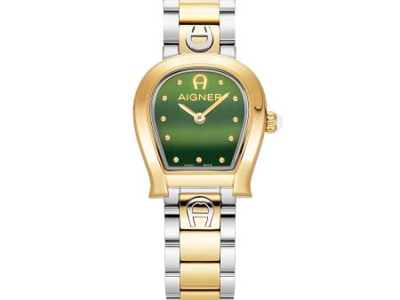 Aigner Ancona Ladies Green Dial Stainless Steel Silver Gold Plated Watch Online Hot Sale