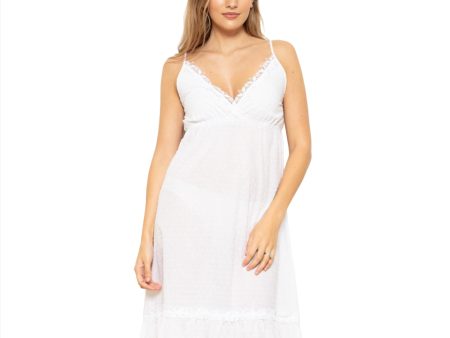 Cottonreal Women s LOVE Super Voile Swiss White Nightdress Fashion