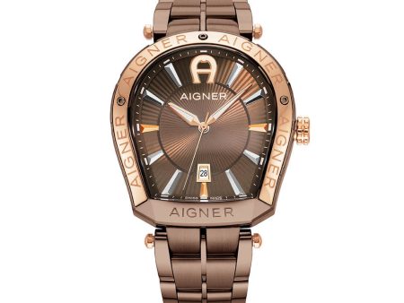 Aigner Rovigo Gents Brown Dial Stainless Steel Brown Rose Gold Watch Fashion