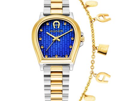 Aigner Alba Ladies Blue Dial Stainless Steel Silver Gold Plated Watch Online Hot Sale