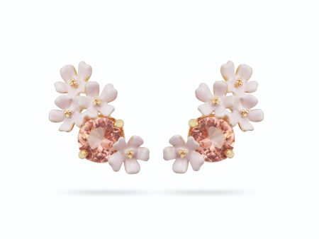 Les Nereides Verbena Flower and Round Stone Post Earrings For Discount