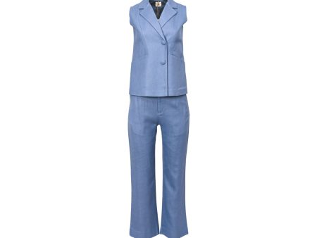 Mijade Fashion Women s Blue Set of Blazer & Bottom Online Sale