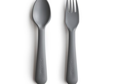 Mushie Kids New Born Fork  Spoon Smoke Online Sale