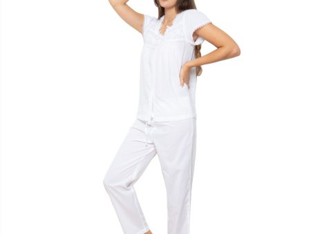 Cottonreal Women s HEIDI White Pyjama Set Hot on Sale