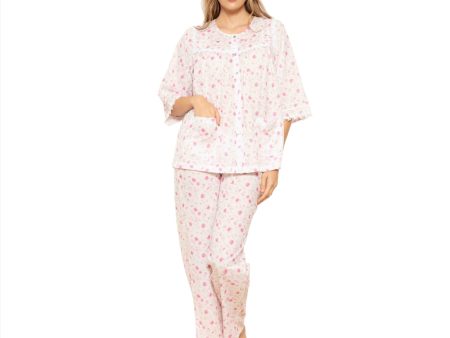 Cottonreal Women s KIM Super Voile Mini Rose Pink Pyjama Set Online now