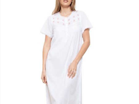 Cottonreal Women s HOLLY Super Lawn Rose White Nightdress For Sale