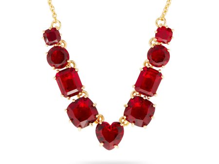 Les Nereides Garnet Red Diamantine 9 Stone Fine Necklace Fashion