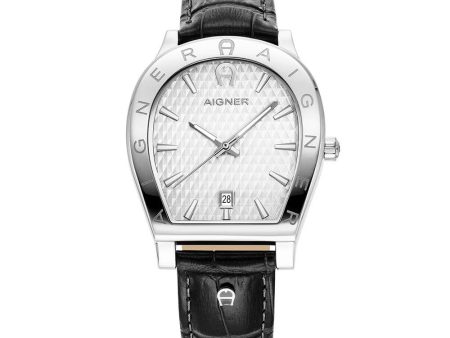 Aigner Chieti Gents Silver Dial Stainless Steel Case Black Leather Starp Watch For Cheap