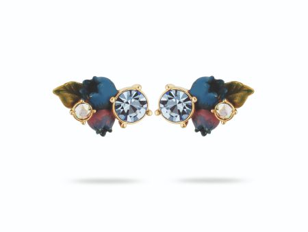 Les Nereides Blueberry and Round Cut Stone Post Earrings For Cheap