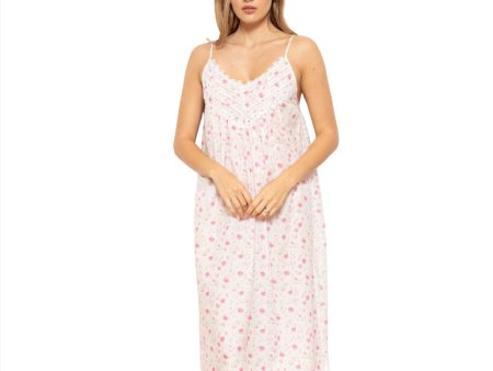 Cottonreal Women s KITTY Super Voile Mini Rose Pink Spaghetti Strap Nightdress Discount