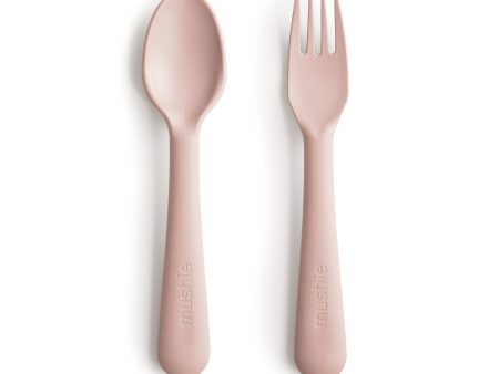 Mushie Kids New Born Fork  Spoon Blush For Sale