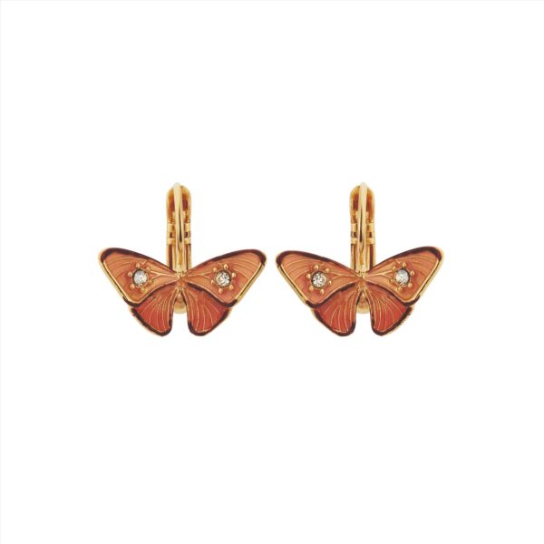 Les Nereides Enameled Butterfly and Stone Sleeper Earrings Fashion