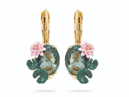 Les Nereides Lotus Flower and Blue Stone Sleeper Earrings Sale