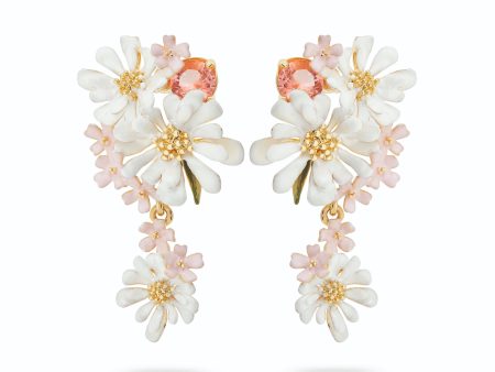 Les Nereides Verbena Flower and Round Stone Dangling post Earrings Online Sale