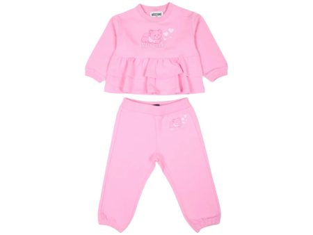 Moschino Kids Baby Girl s Pink Jogging Suit with Teddy Bear Online now