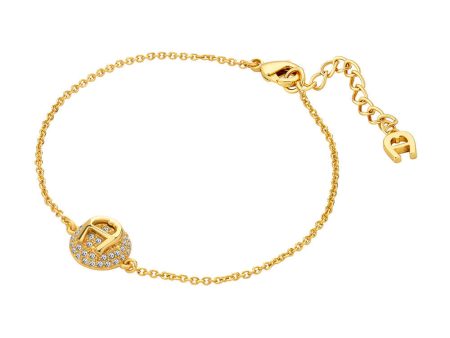 Aigner Clara Ladies Small Gold Plated Bracelet With Srystals Bead Sale