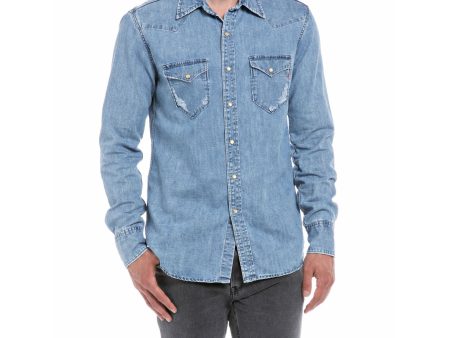 Replay Men s Western Shirt in Denim Hot on Sale